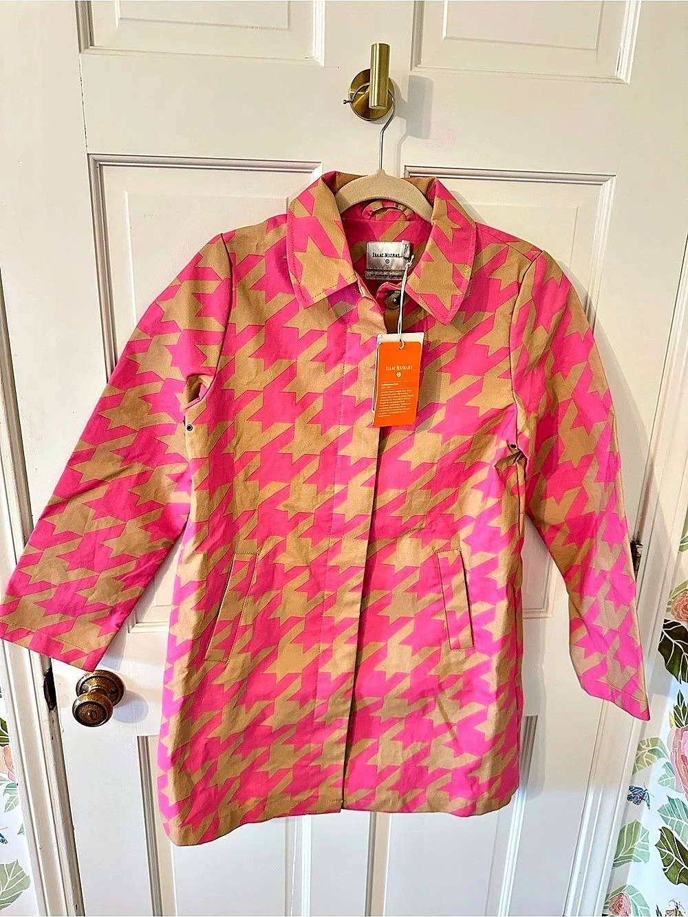Isaac Mizrahi Limited Edition Target Abstract Herringbone Trench / Rain Coat XS